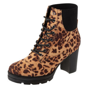 Brash Women's Timber Heeled Combat Boot SIZE 9 LEOPARD